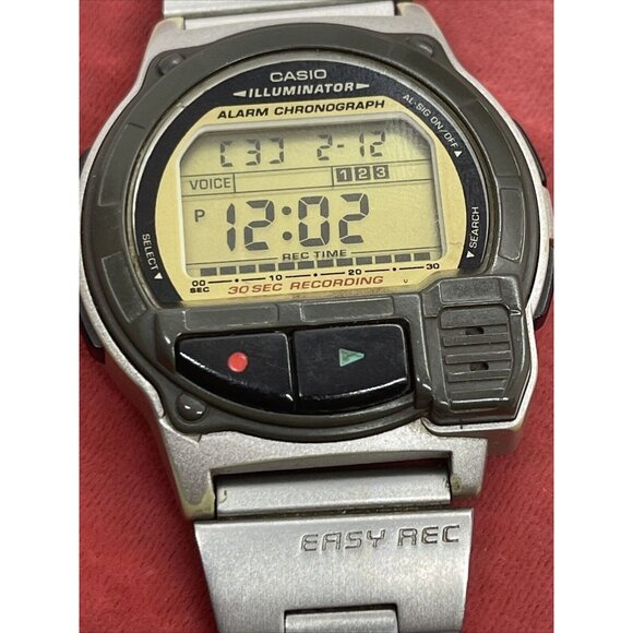 Casio A-V3 LCD digital voice recorder watch 1589 Runs Working Vintage - Picture 6 of 10